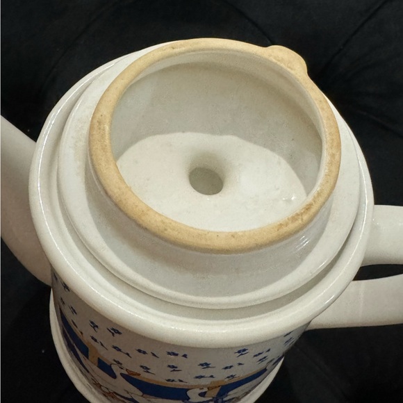 VTG Duck Geese Tea Pot Kettle Ceramic MCM 80s Kitchen Blue Flower Bow Farmhouse - Picture 10 of 16
